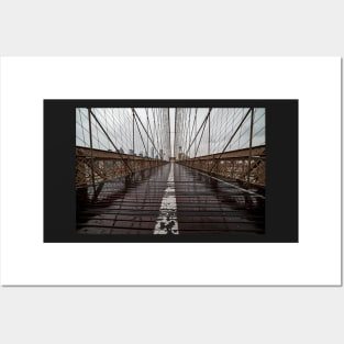 Rainy Day on the Brooklyn Bridge Brooklyn New York Cables Posters and Art